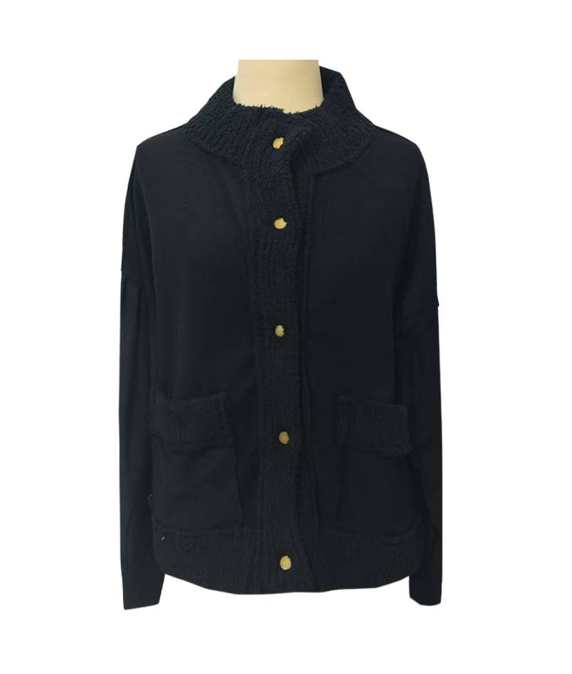 Rosa Clothing - Wholesale Cardigan - Women's - Cozy slouchy boxy drop-shoulder sleeves cardigan17