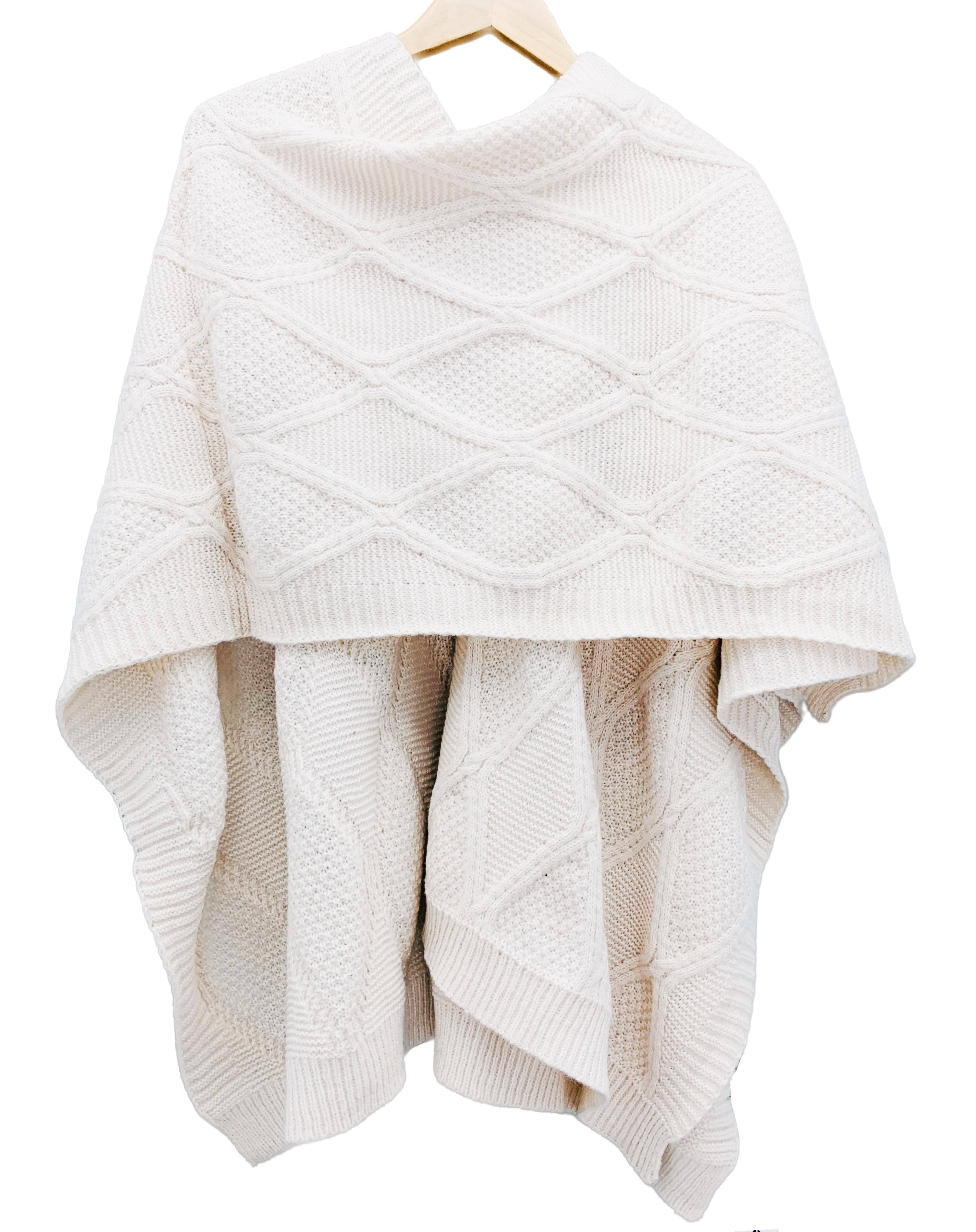 JC Sunny Fashion - Wholesale Cardigan - Women's - JC063337 5 Colors-Fish Patterned Knitted Ruana10