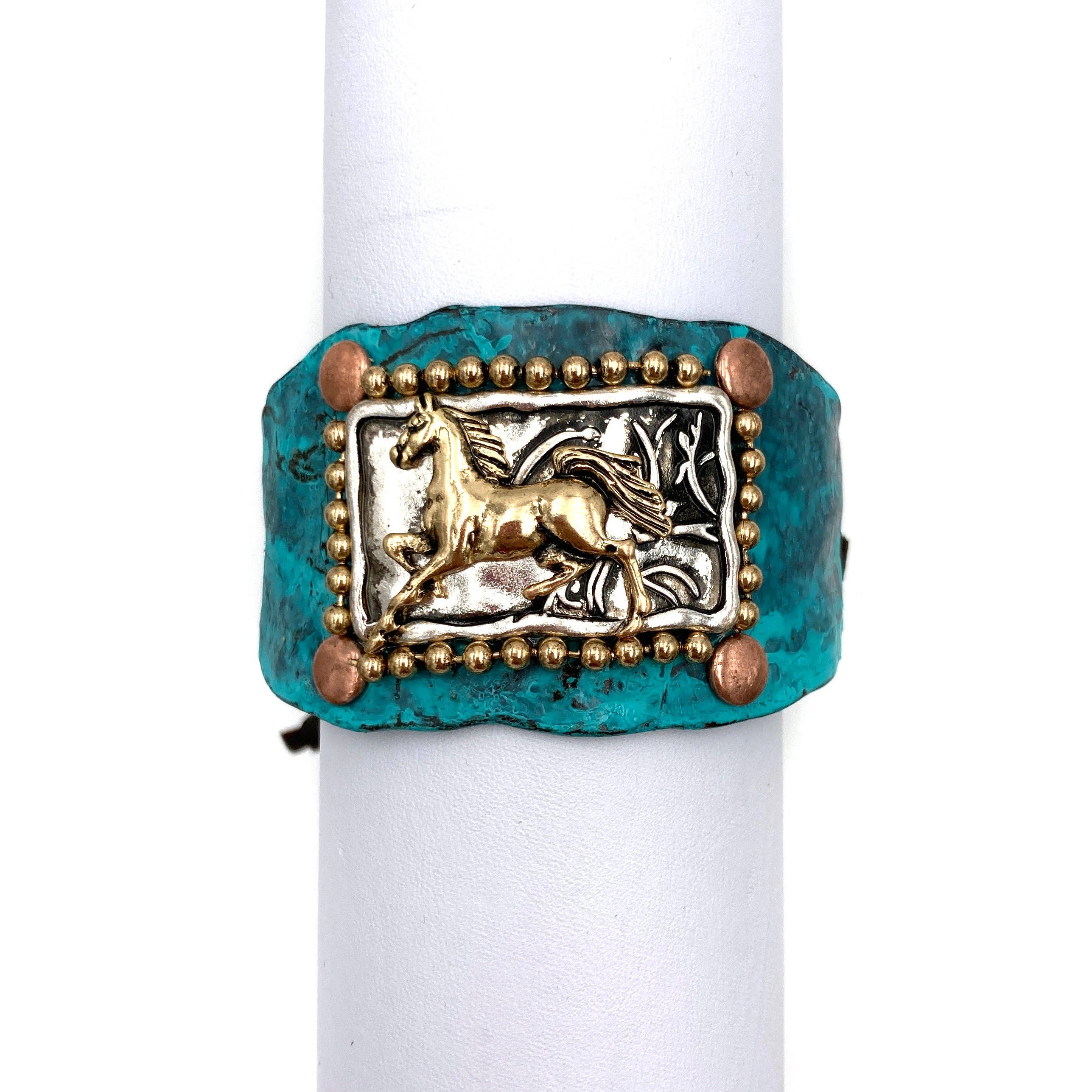 Lunar Deer - Wholesale Cuff Bracelet - Horse Cantering Western Bracelet Cuff4