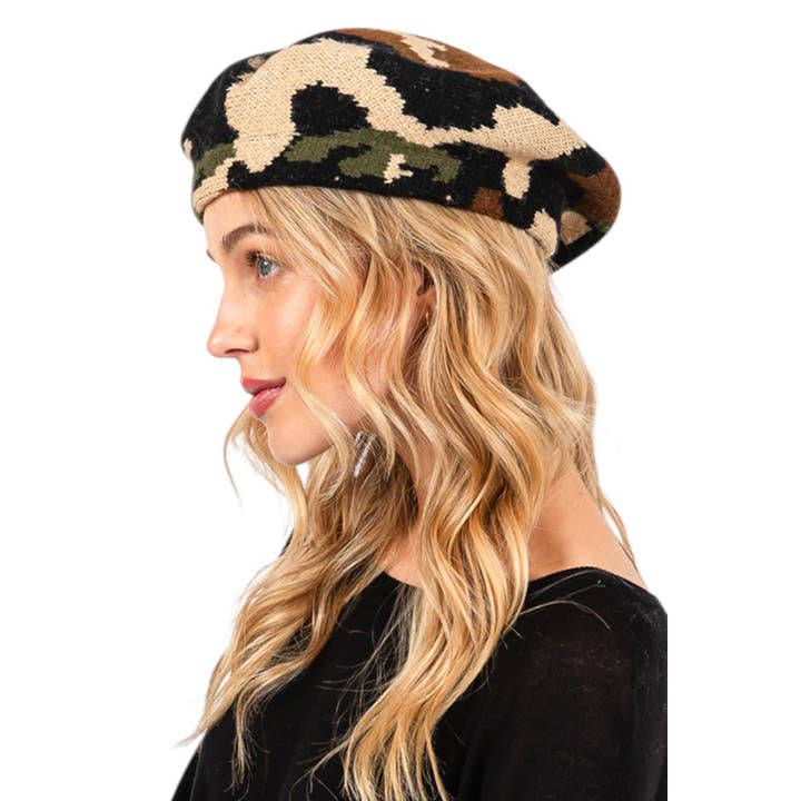 Artini Accessories - Wholesale Beret - Women's - Camouflage Knitted Beret3
