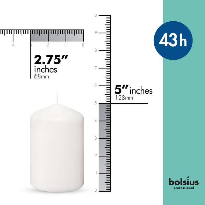 BOLSIUS - Wholesale Pillar candle - 2.75 X 5" Tall Pillar Candles Wedding, Home Decor - White1