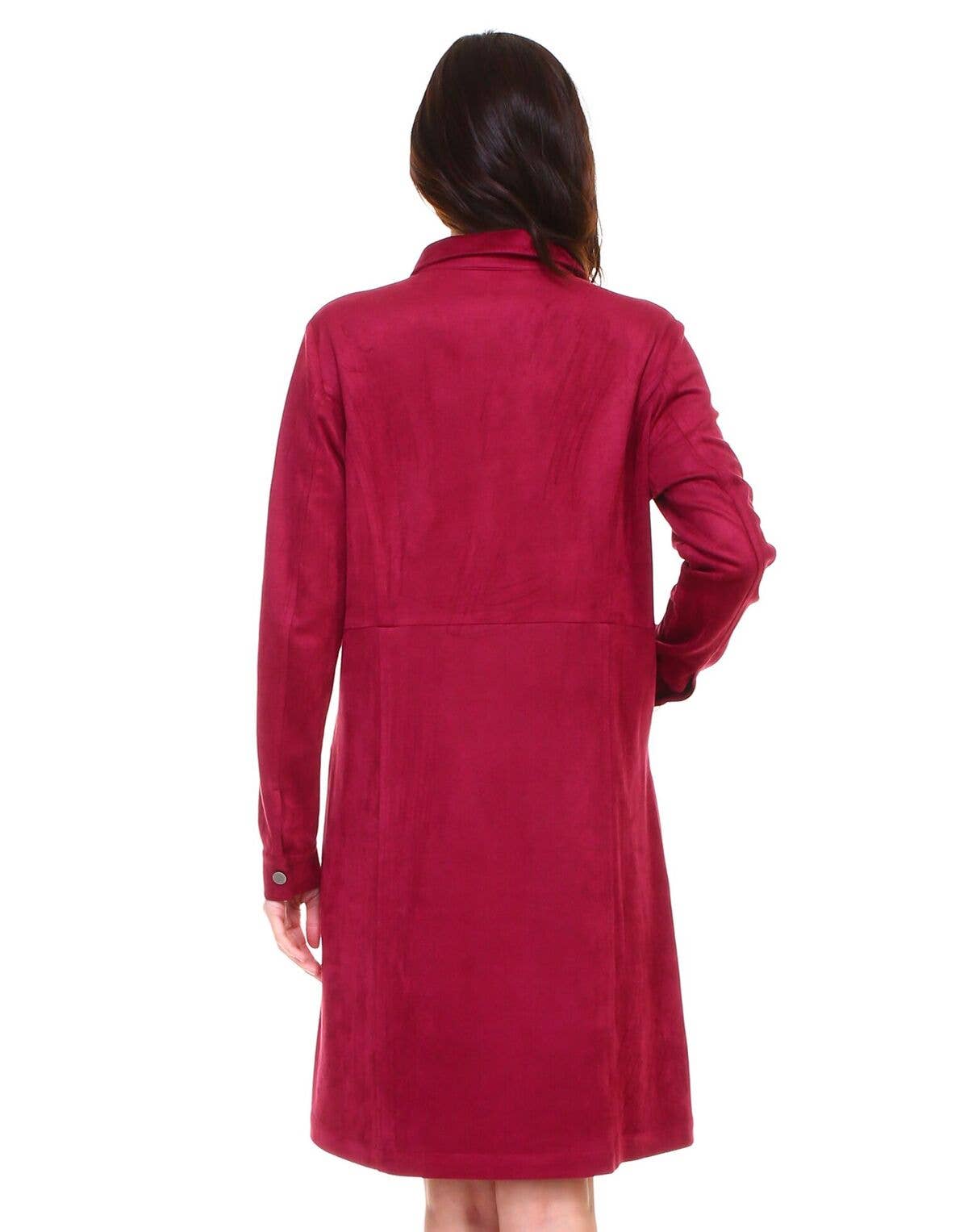 Wijn Anne jurk van stretchsuède voor groothandel op Faire4