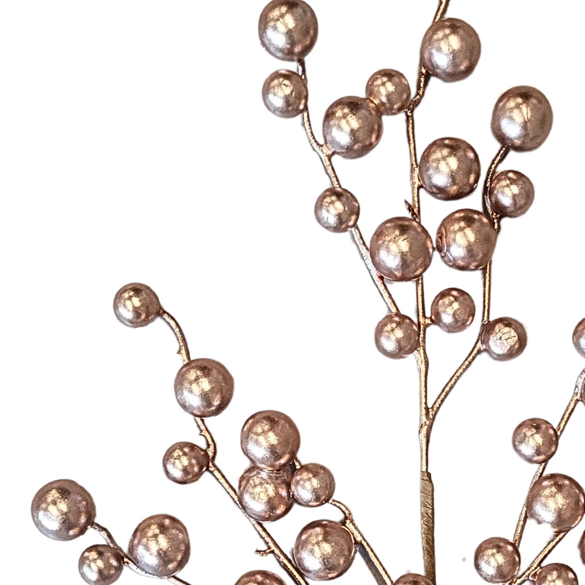 David Christopher's Collection - Wholesale Christmas Decoration - Metallic Christmas Berry Pick - Rose Gold 17”1