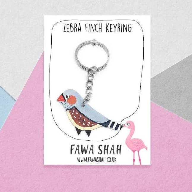 Zebra Finch Bird Handmade Keychain for wholesale by Fawa Shah