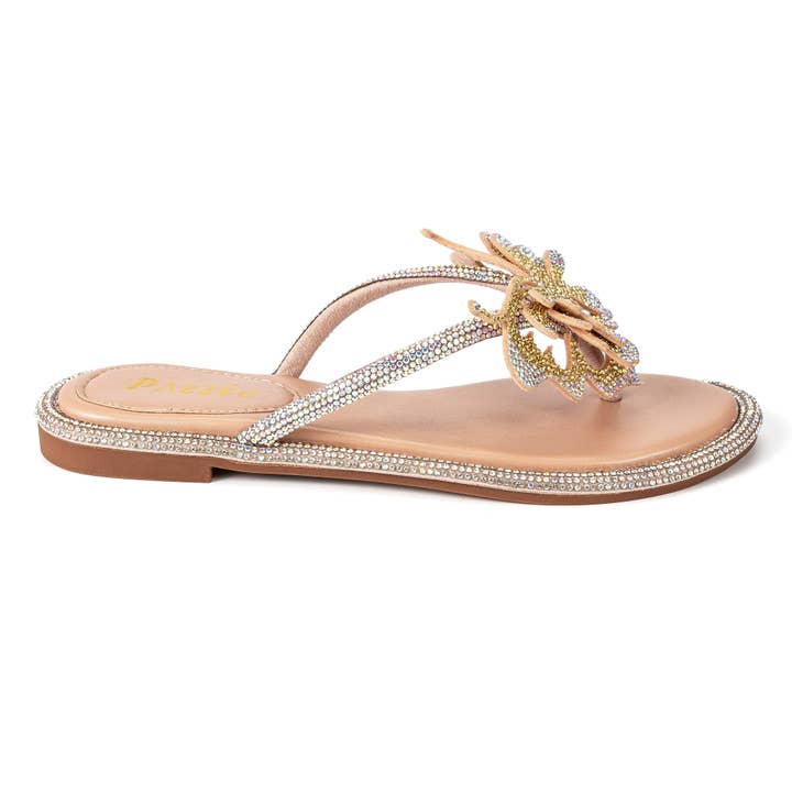 Pazzle - Wholesale Sandals - Women's - Leslie-38 Women's Flat Butterfly Rhinestone Flat Sandal