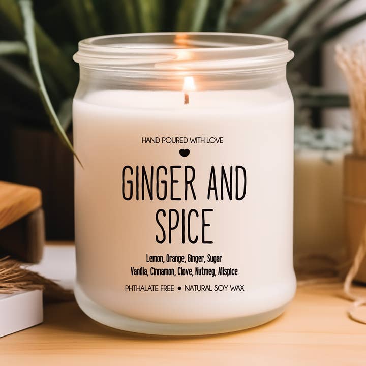 Ginger and Spice Scented Soy Candle - Woodsy Scented Candle for wholesale by Be The Light Candle Co.
