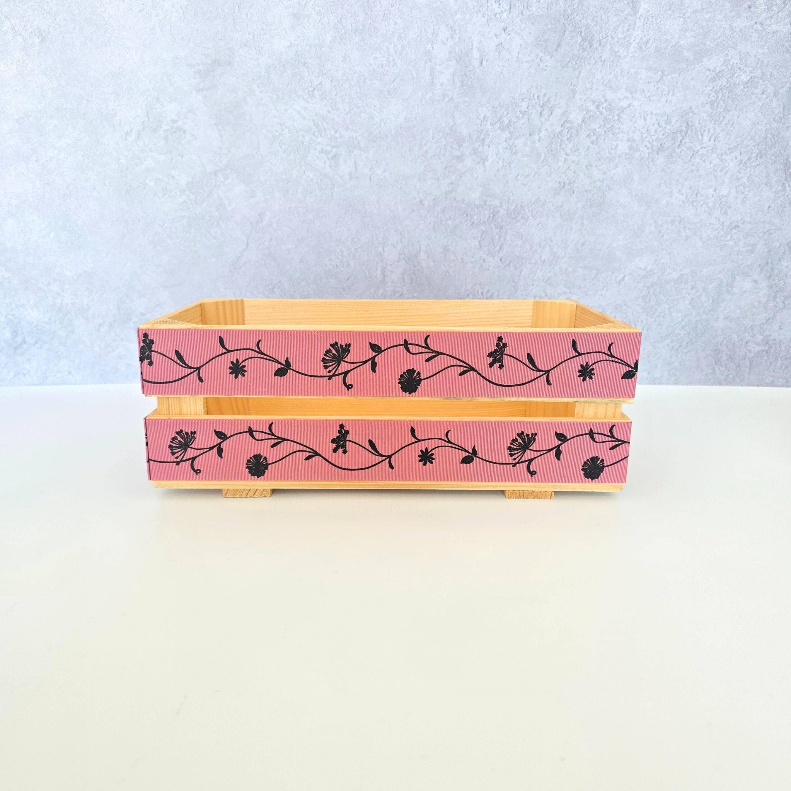 AboutWood – Engroshandel Gaveæske – Tom trækurv dekoreret med bånd0