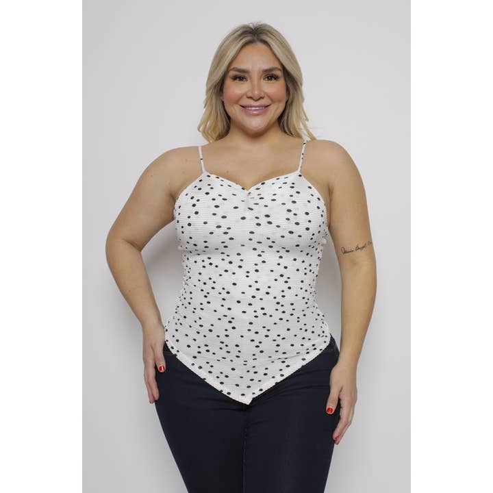 CAMISETA SIN MANGAS PLISADA CON DOBLADILLO DE PAÑUELO DE TALLA GRANDE para venta al por mayor de Curve Market