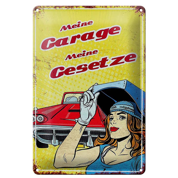 Blechschild Spruch 20x30cm Meine Garage meine Gesetzte Retro für den Großhandel von Femer
