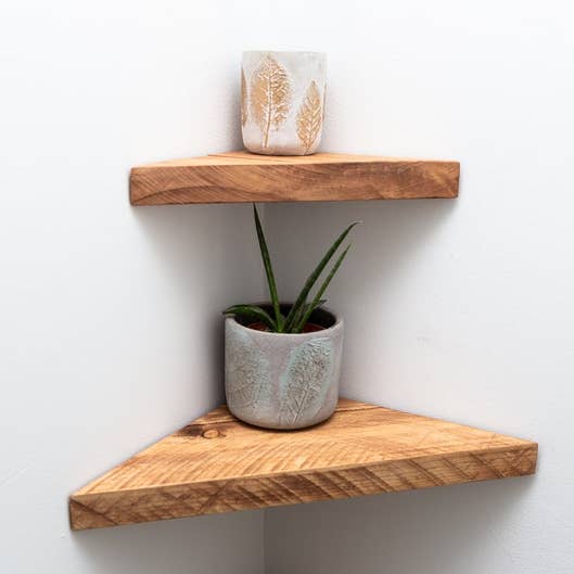 Wooden Chunky Corner Shelves / Set of 2 / Floating Shelves for wholesale by Timbit Wood Design