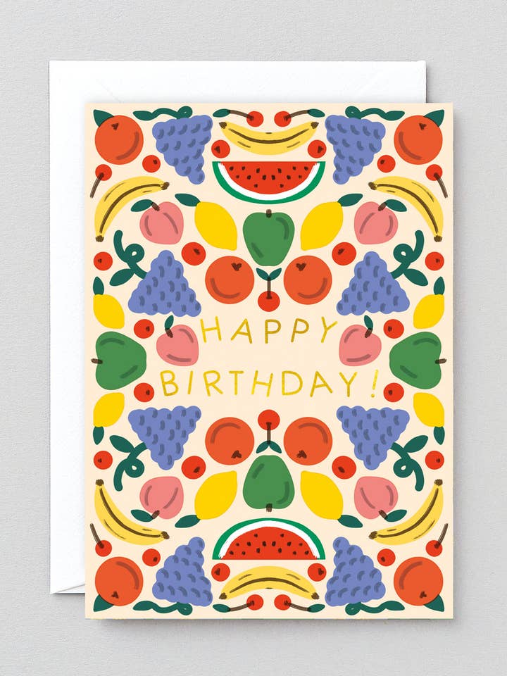 Carte de vœux d'anniversaire des fruits pour la vente par Wrap
