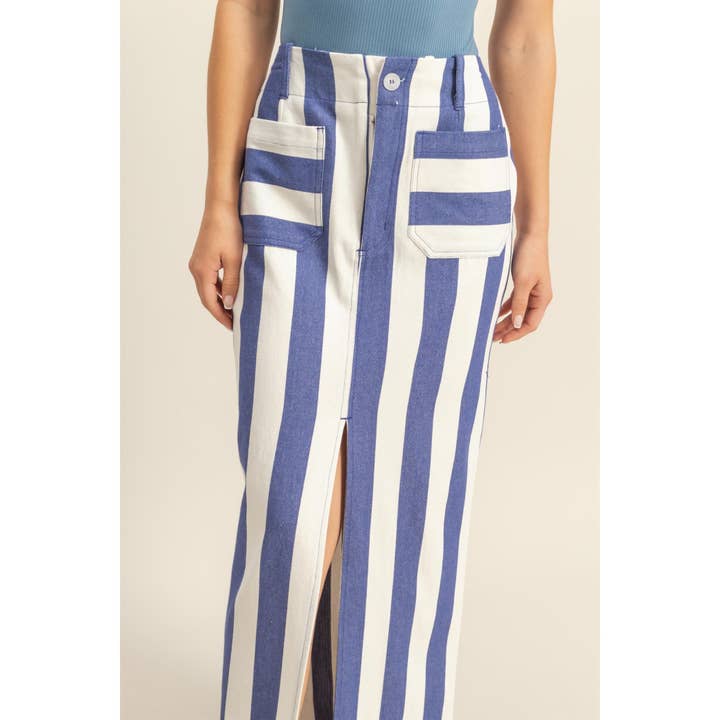 HYFVE - Wholesale Skirt - Women's - DZ25A701-Striped Pocket Detail Maxi Skirt