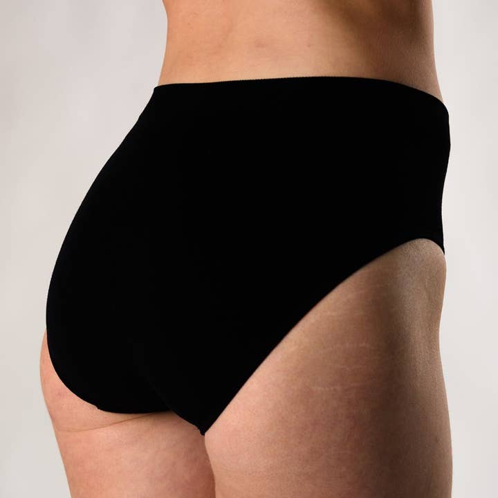 2 Piece/Pk Full Brief High Waisted Bamboo Underwear - Black for wholesale on Faire1