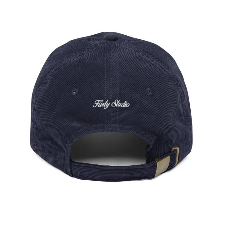 Kirty Studio – wholesale Baseball cap – Unisex – 'Blue Cheese Stuffed Olives' Corduroy Hat - Indigo1