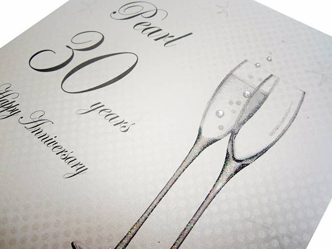 White Cotton Cards - Wholesale Anniversary Card - 30- Pearl Anniversary Flutes (BD130)3
