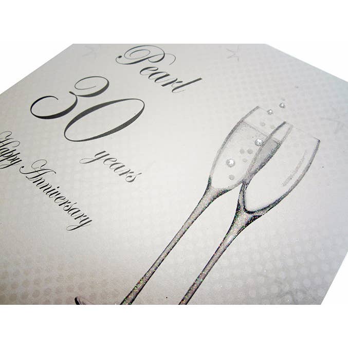 White Cotton Cards - Wholesale Anniversary Card - 30- Pearl Anniversary Flutes (BD130)3