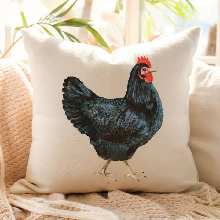 Almohada Gallina Negra - Decoración del Hogar Inspirada en la Naturaleza de Casa de Campo para venta al por mayor de MerikaArt