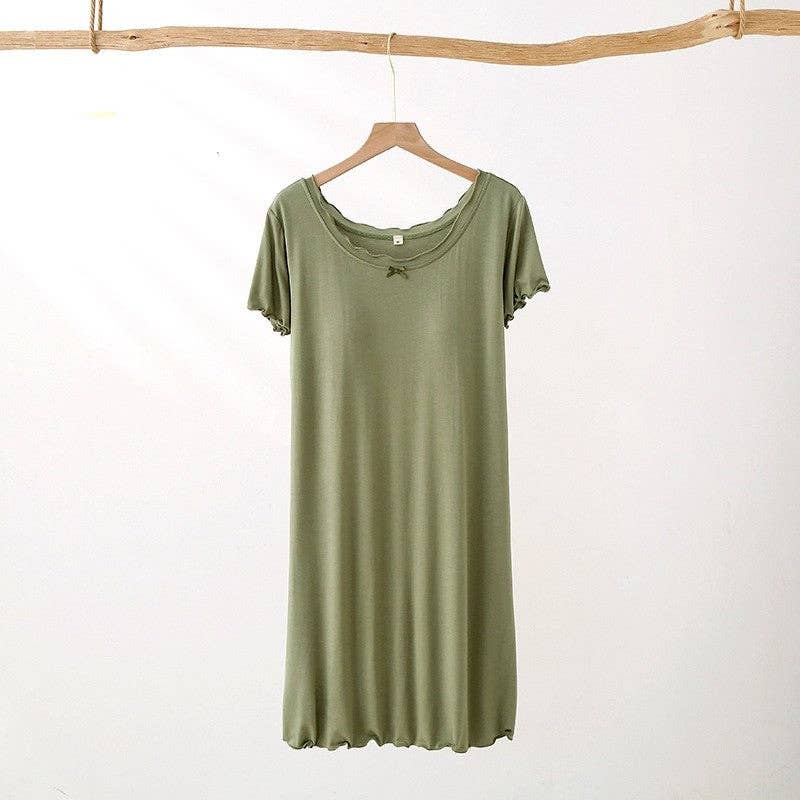 kycozy – wholesale Nattlinne - Dam – Enfärgad kortärmad chemise med inbyggd bh-vaddering1