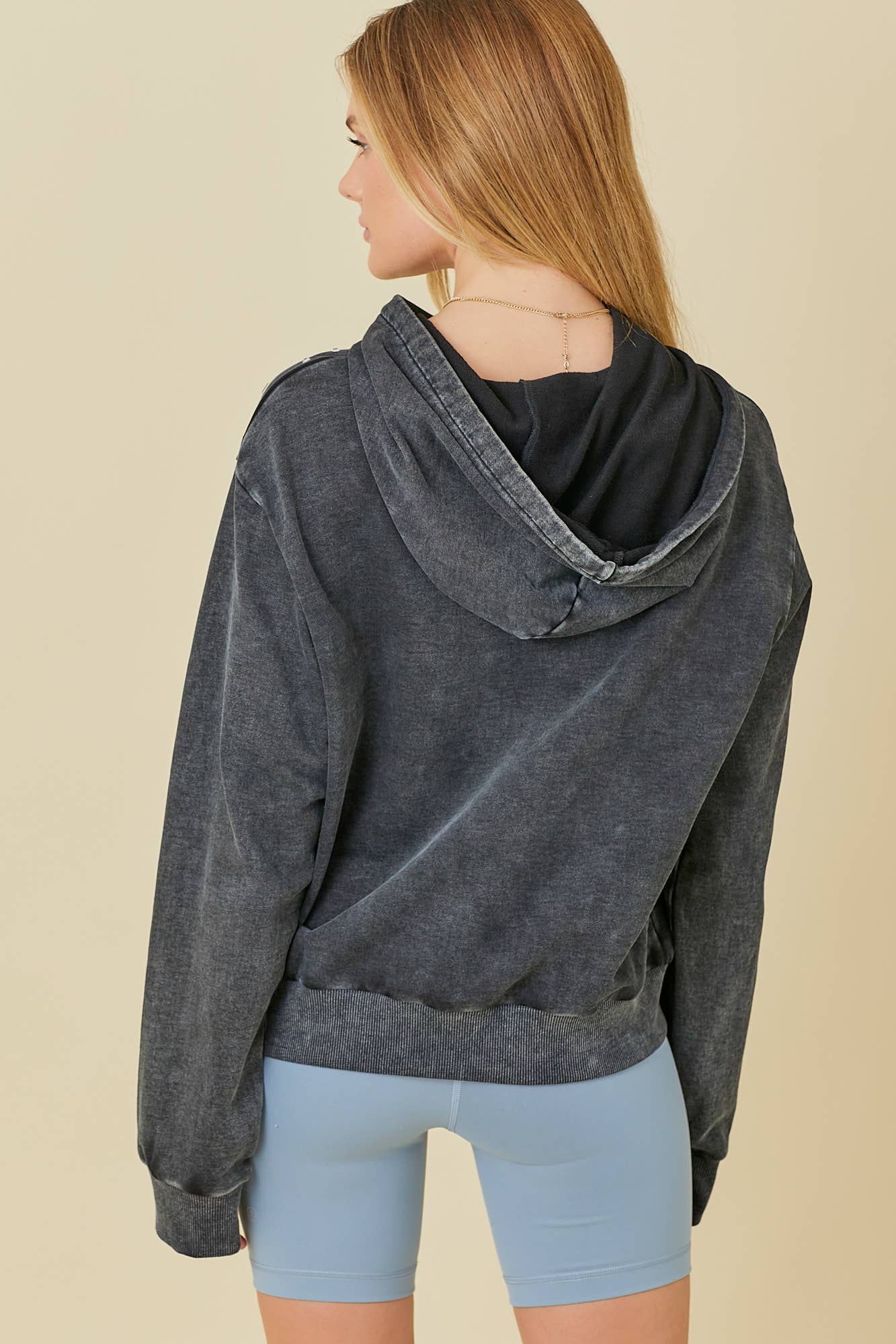 BLACK Washed Hoodie With All Over Rhinestone Detail for wholesale on Faire1