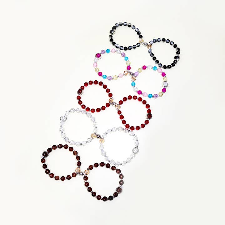 Assorted Color 2 pcs Magnetic Attachable Beaded Bracelet Set for wholesale on Faire