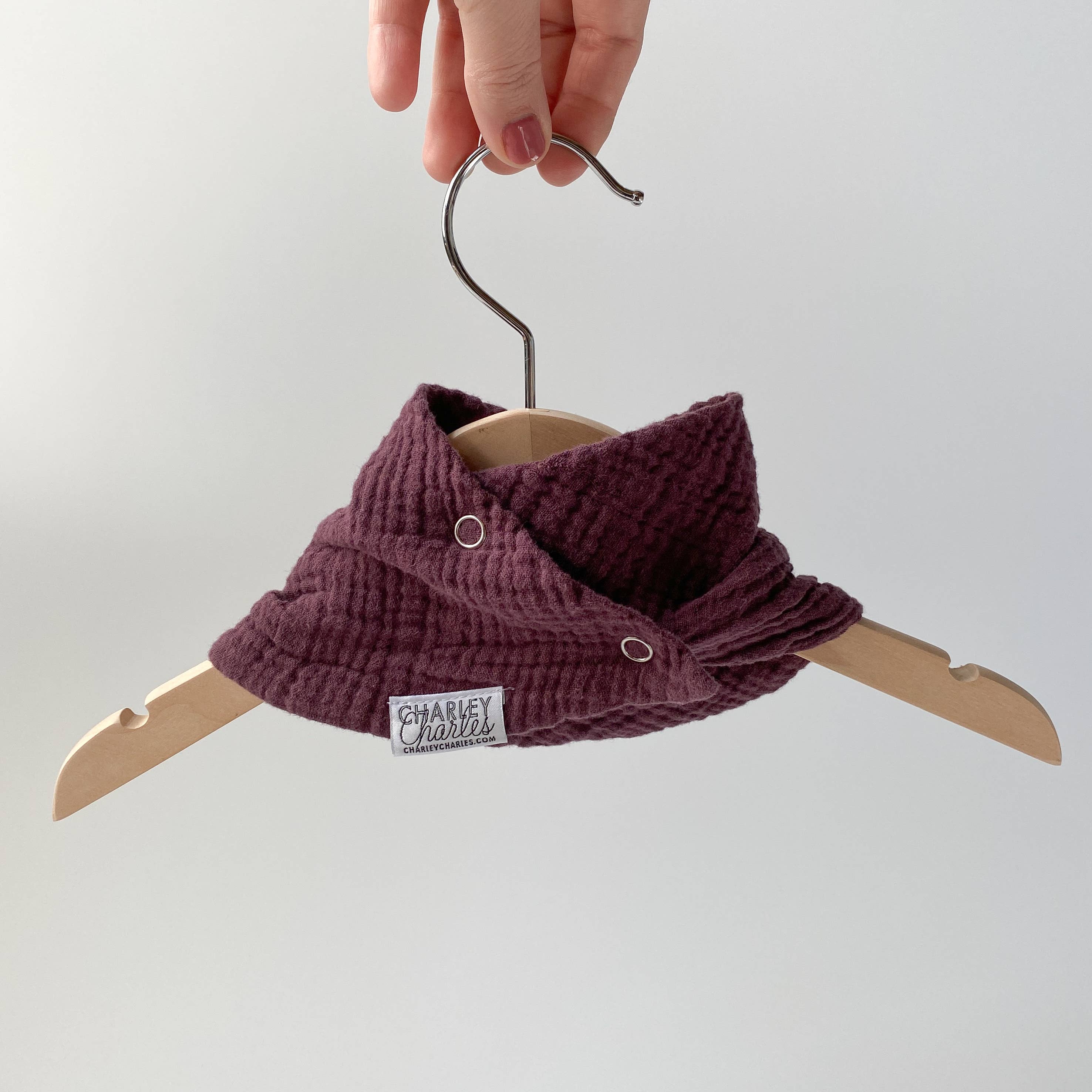 Charley Charles - Wholesale Bib - Baby - Plum Lightweight Cotton Gauze Baby Scarf Bib1
