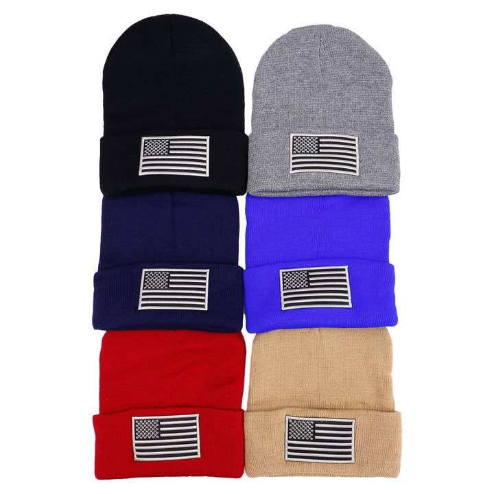 Cap Zone - Venta al por mayor Gorro de lana - Unisex - Gorro mono con estampado de la bandera americana