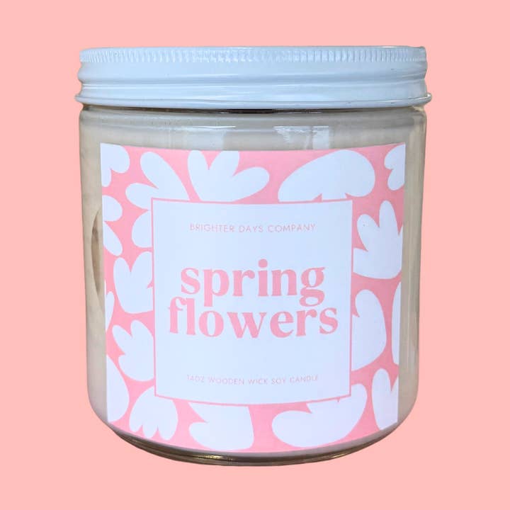 Vela de Soja “Spring Flowers” em madeira em pavio por atacado de Brighter Days Co.