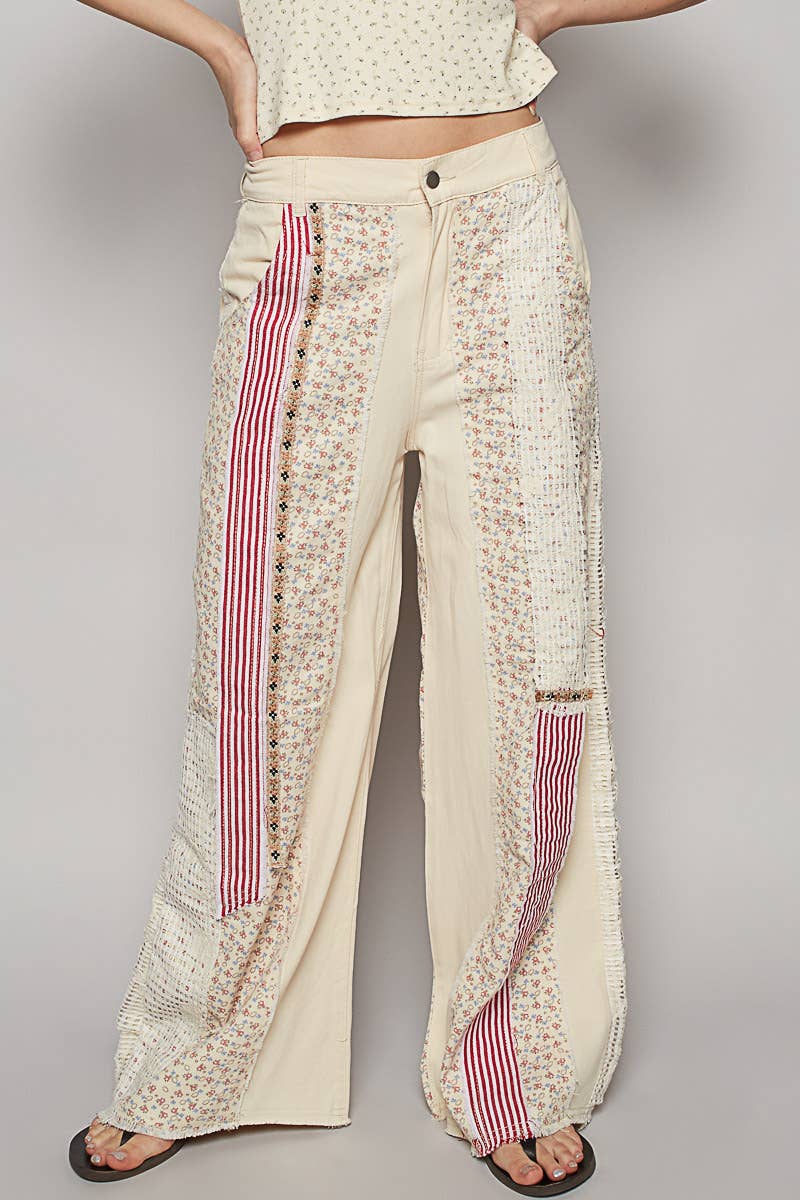 Pol Clothing - Wholesale Jeans - Women's - Patchwork relaxed woven denim pant7