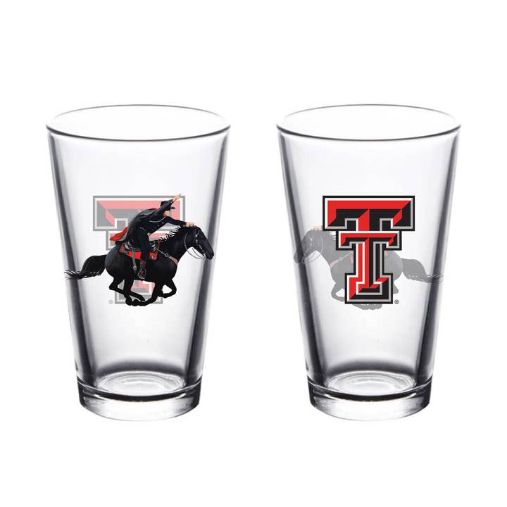 Texas Tech Matador Pint Glass for wholesale by Valiant Gifts Inc