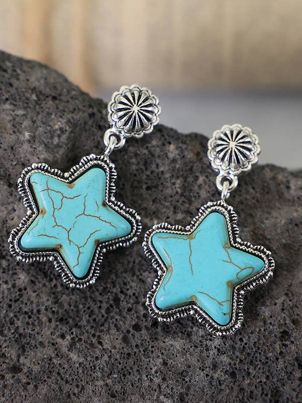 Turquoise Star Dangle Earrings AE17433 for wholesale by Ole