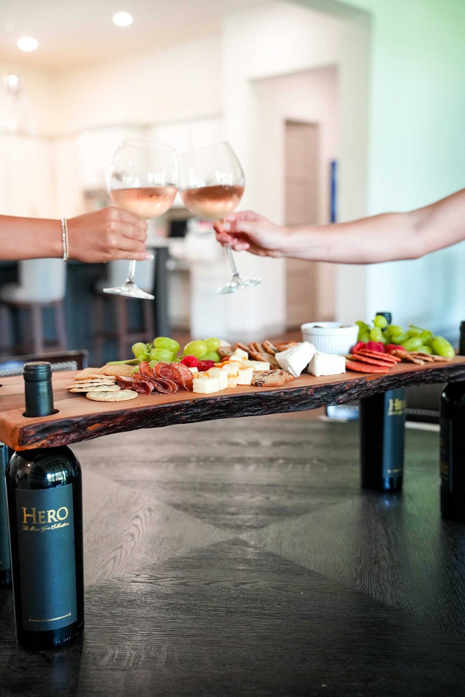 Tin Roof Kitchen & Home - Wholesale Cheese Board - PECAN WINE BOTTLE HOLDER CHARCUTERIE BOARD2