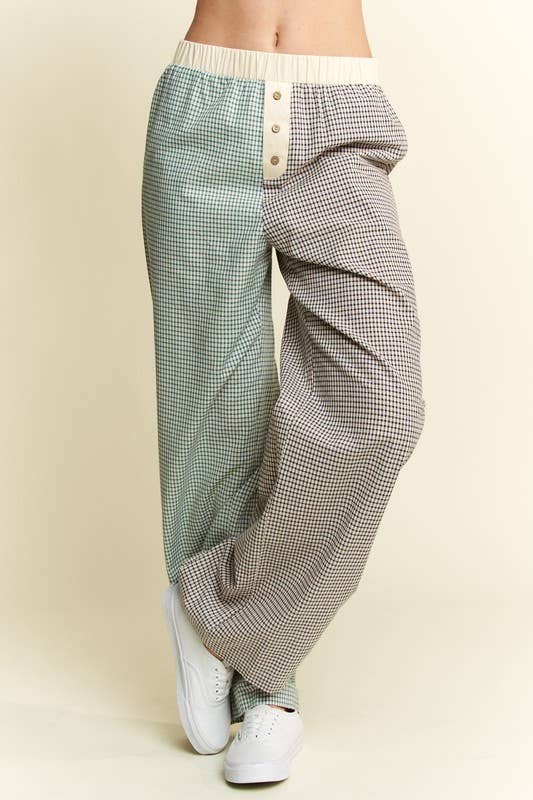 JADE BY JANE – Calças - Mulher por atacado – CALÇAS COLORBLOCK COM ESTAMPA XADREZ TAMANHO GRANDE7