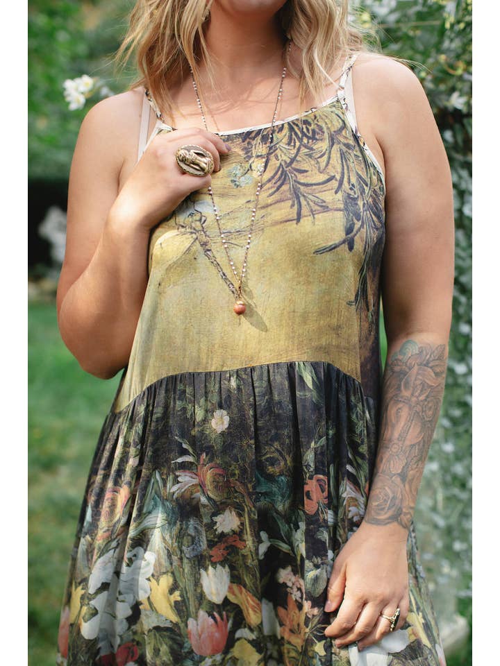 Market of Stars (Worldwide) - Wholesale Dress - Women's - I Dream in Flowers Bohéme Long Maxi Slip Dress With Bees