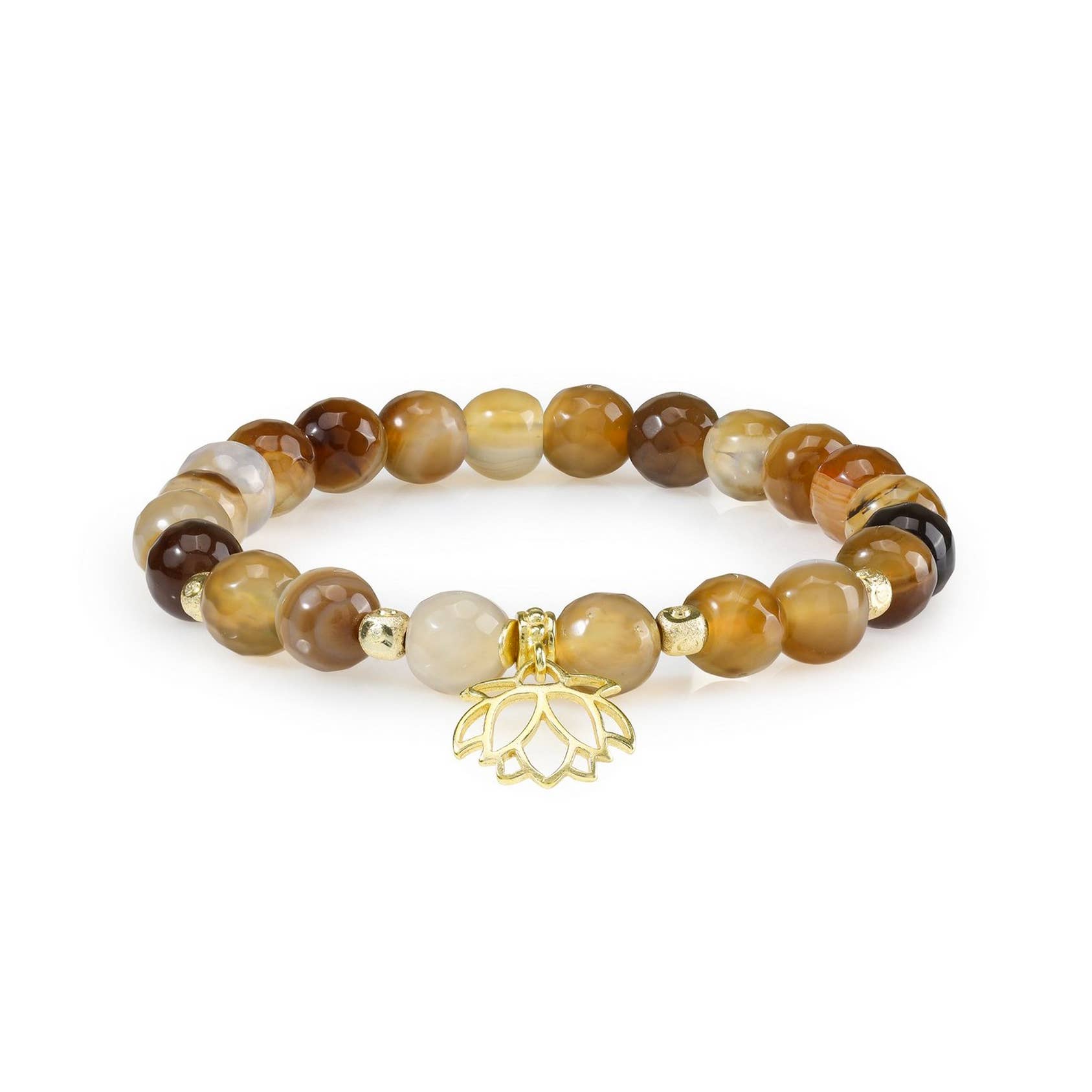 Tiramisu - Wholesale Charm/Dangle Bracelet - Brass Wooden Jasper Gemstone Lotus Ember Charm Bracelet0