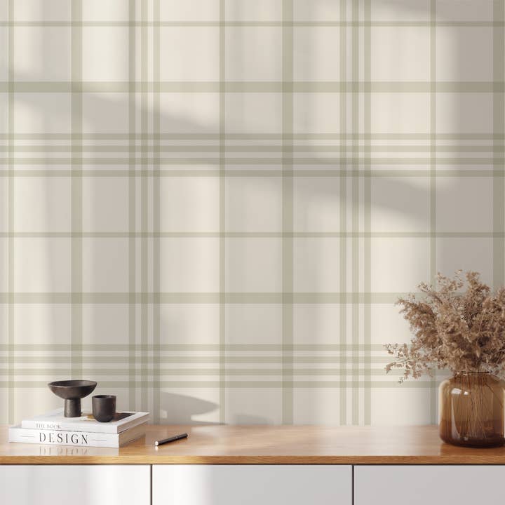 Vintage Plaid (Mint) Wallpaper for wholesale by Everett Park