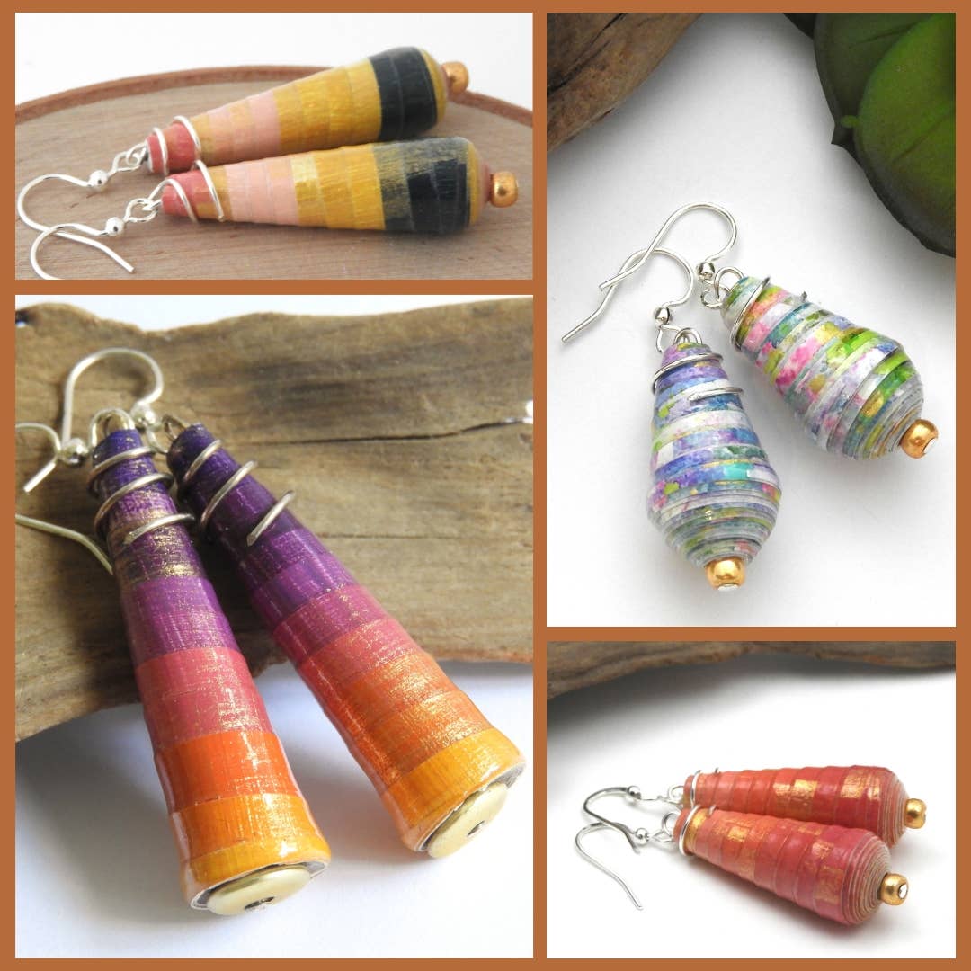 Allison Lake Handmade - Wholesale Dangle Earrings - Eco-Friendly Hand Painted Paper Bead Earrings | Starter Pack5