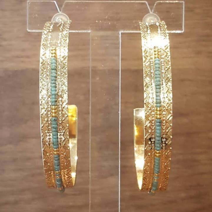 Icate turquoise green hoop earrings for wholesale by C'cedille