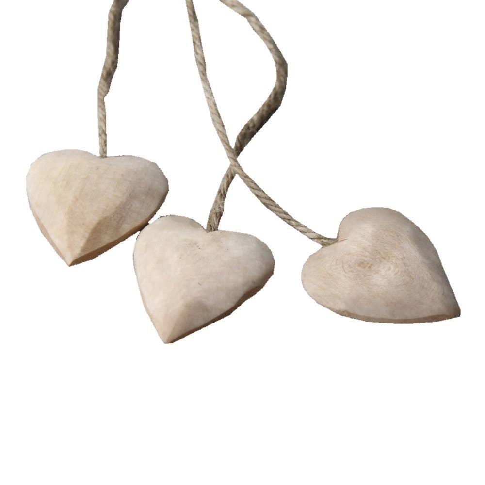 Wholesale Cluster of 3 raw wood hearts for your store - Faire