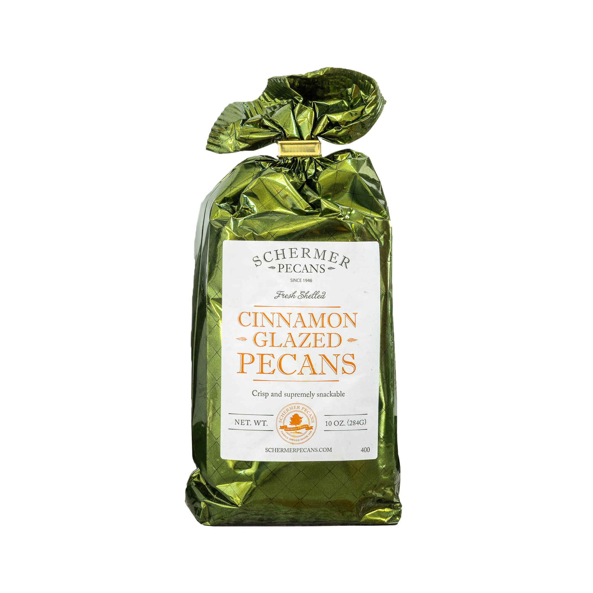 Schermer Pecans - Wholesale Nuts - CINNAMON GLAZED PECANS - Georgia Grown - 12 Foil Bags/Case4