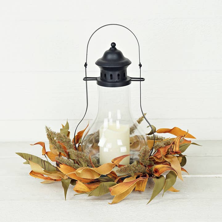 Holiday Depot Inc. - Wholesale Wreath - 31612-16in Wreath-Fall mix herb leaves w. heathers4