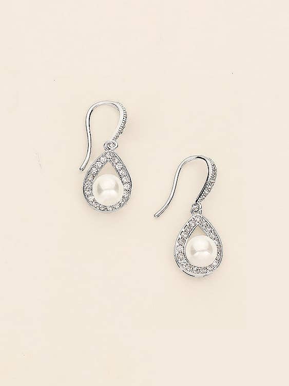 Annabel Pearl Dangle Earrings for wholesale by allureweddingjewelry