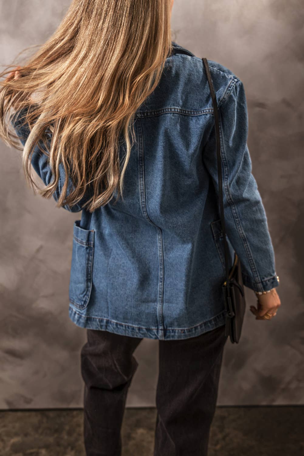 Little Daisy Closet - Wholesale Denim Jacket - Women's - LDC Side Pockets Lapel Collar Denim Jacket1