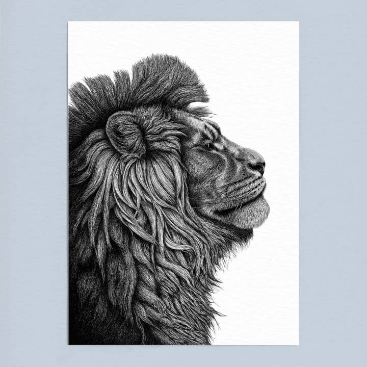 Wild Lines - Wholesale Art Print - Black and White Animal Art Print - Stylish A4 Lion Wall Art3