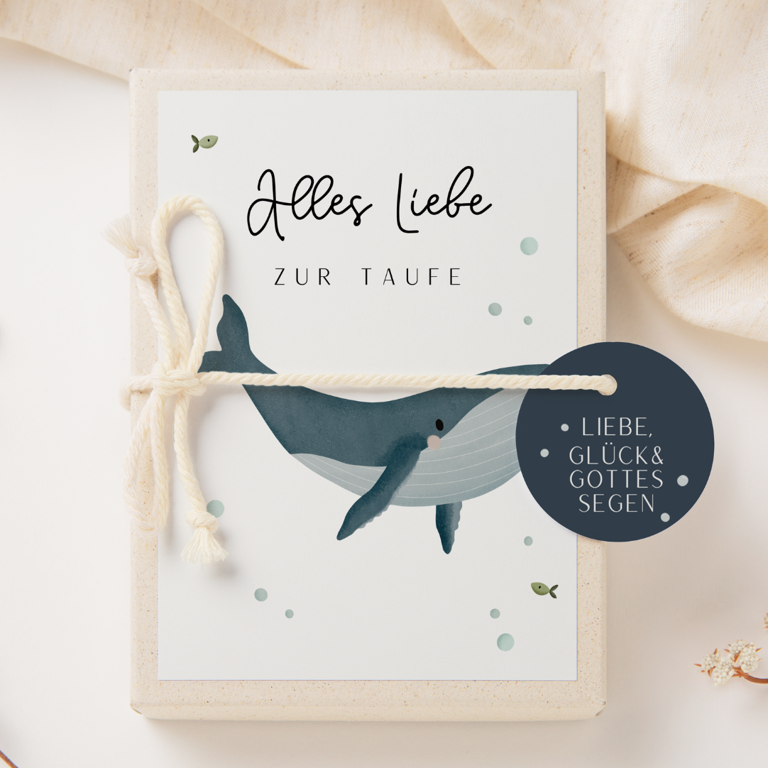 Tilda&Theo - Wholesale Gift Box - Christening Whale Gift Box - Grass Paper Money Gift Box1