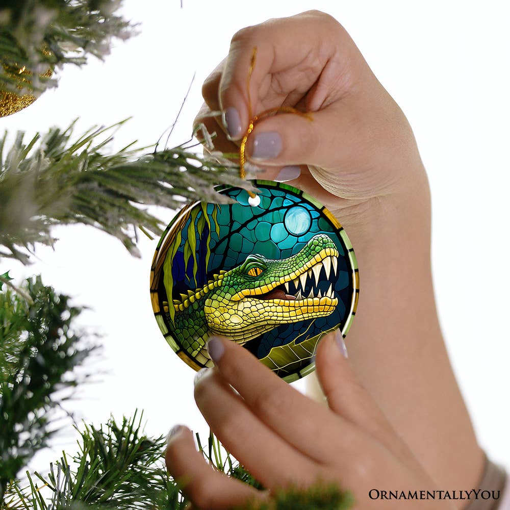 OrnamentallyYou - Wholesale Ornament - Artistic Wetlands Alligator Ceramic Ornament4