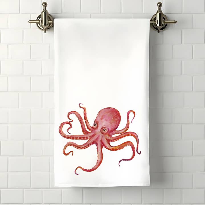 Octopus Bathroom Towel for wholesale by MerikaArt