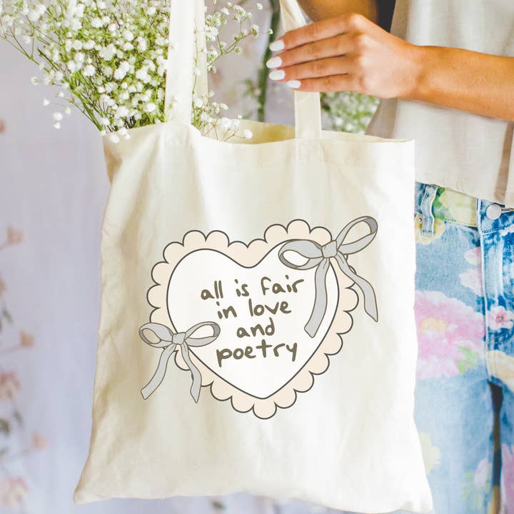Tote Bag Bookstore | Reader Gift | Love and Poetry | TTPD for wholesale by Literari Goods, Co | Book Themed Candles + Gifts