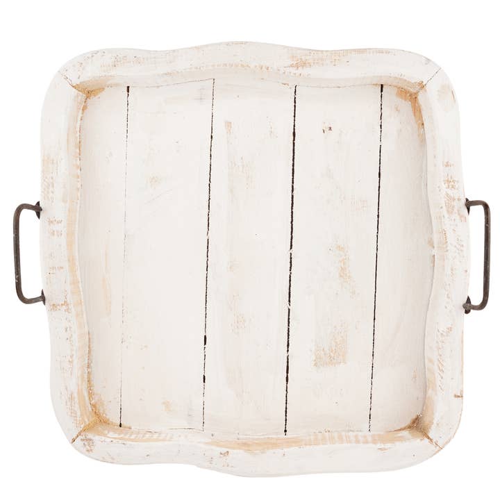 My Amigos Imports - Wholesale Decorative Tray - Bixby-Farmhouse-Wood Tray-Three Color Choices-15x15x4 inches