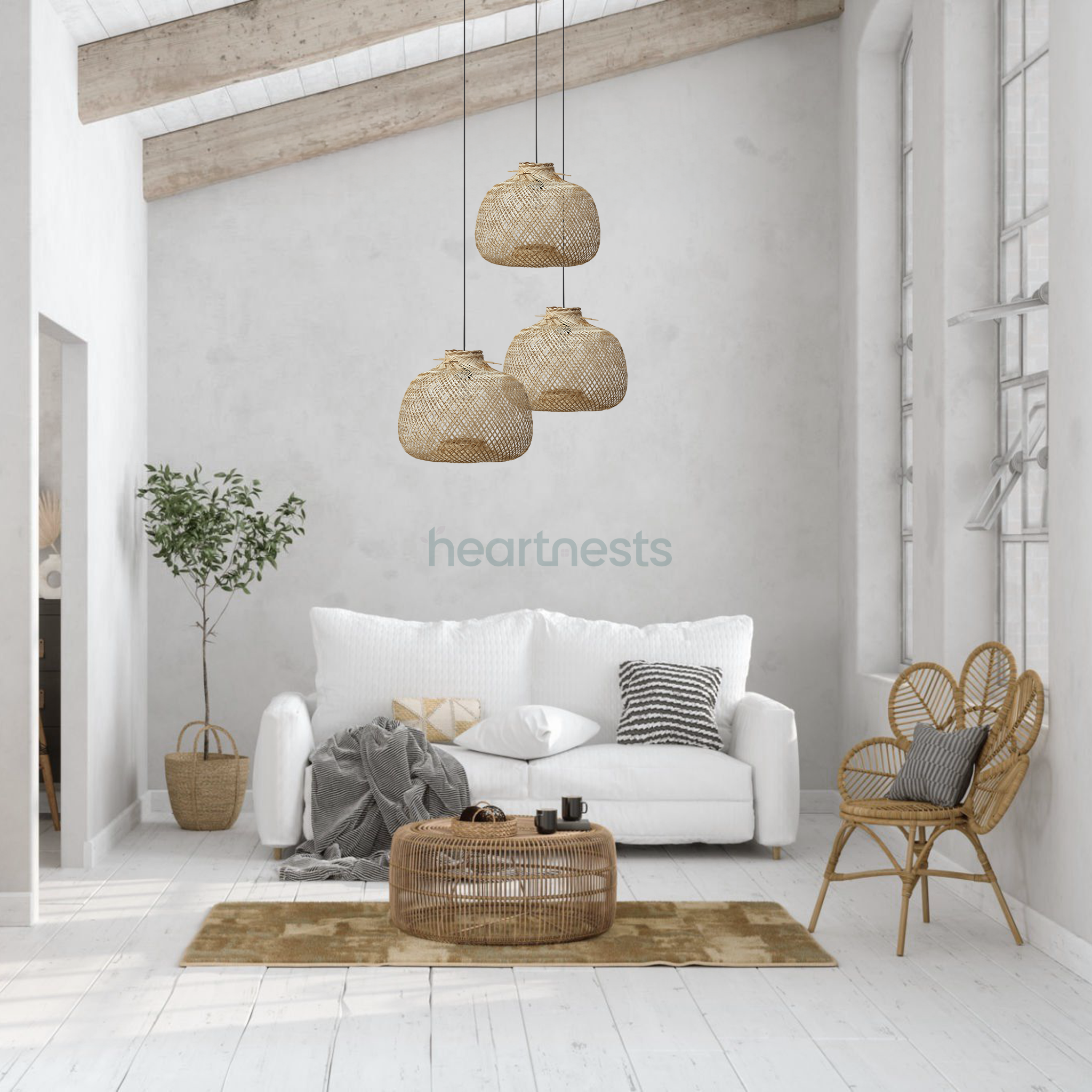 heartnests - Vendita all'ingrosso Lampadario/lampada a sospensione - Lampada a sospensione in bambù Bali per arredamento boho, rustico e costiero0