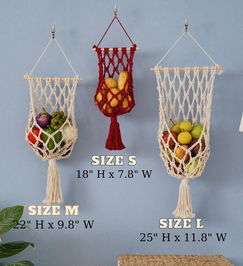 BeanDaikon – wholesale Kitchen storage/organiser – Macrame Fruit Hanger H070
